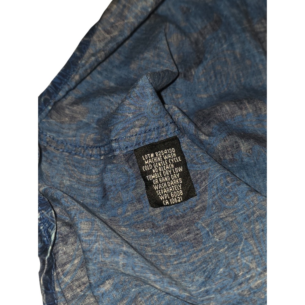 Rock & Roll Cowboy Western Paisley Pearl Snap Shirt Mens L Blue Long Sleeve - Picture 8 of 12